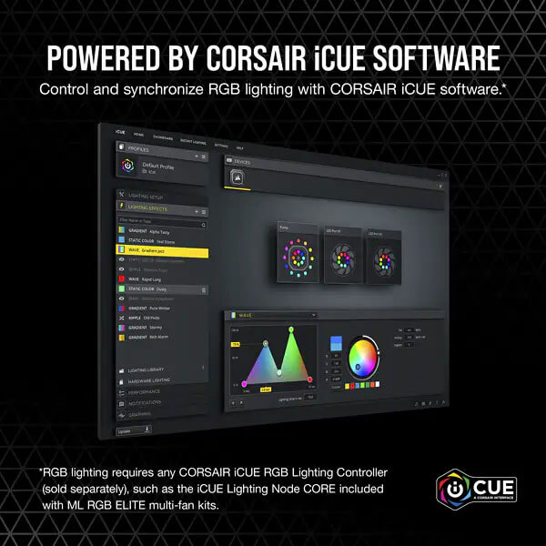 Corsair iCUE ML120 RGB Elite 120mm Cabinet Fan (Single Pack)